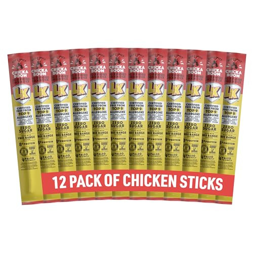 Lorissa's Kitchen Premium Free Range Chicken Jerky Snack Sticks 3 x 12-Pack