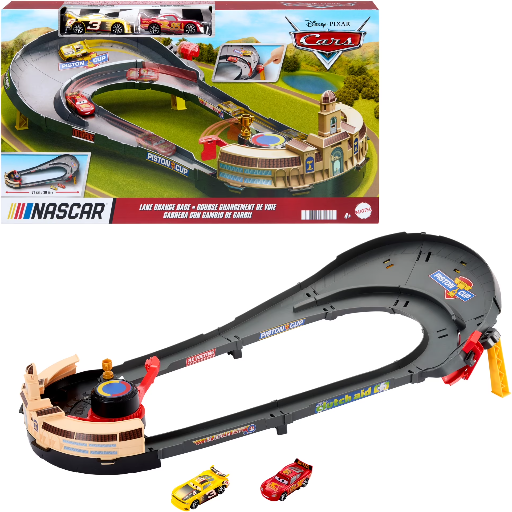 Disney & Pixar Cars NASCAR Lane Change Race Playset w/ Lightning McQueen & 2 Vehicles Deal