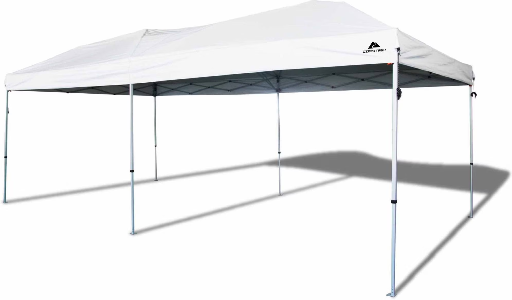 Ozark Trail 20x10 ft Pop Up Canopy Tent with Wheeled Bag, White, Straight Leg