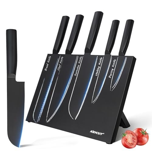 6 Pieces Knife Set with Foldable Magnetic Knife Block Deal