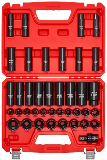 VEVOR Metric Impact Socket Set 1/2 Drive 39-Piece 9-30 mm Deal