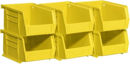 5"x4" 6-Pack Akro-Mils Plastic Hanging Stackable Storage Bin (Yellow)