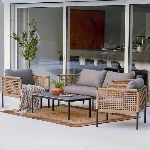 Grand Patio 4-Piece Outdoor Set, All-Weather Aluminum & Resin Wicker Sofa with Coffee Table Deal