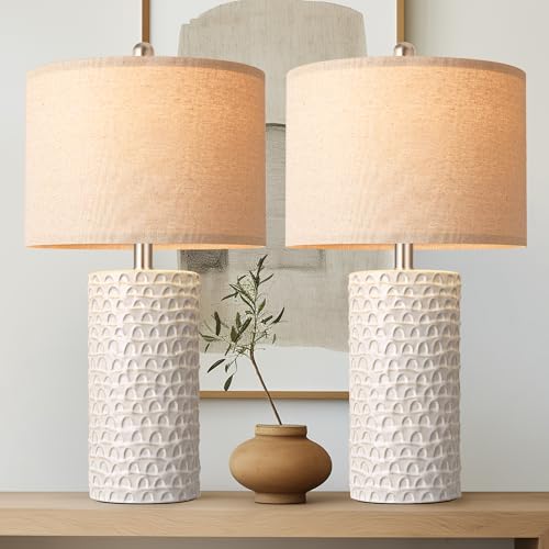 23" Modern Ceramic Table Lamp Set of 2 Deal