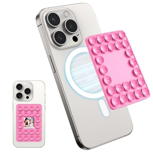 Hands-Free Magnetic Suction Cup Phone Mount for MagSafe Case (Pink/Blue)