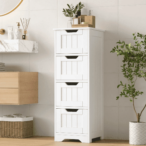 Homfa Modern Bathroom Floor Cabinet with 4 Drawers