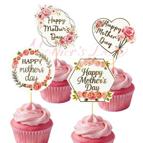 Oeyliz Happy Mothers Day Cupcake Topper 24 Pieces   Deal