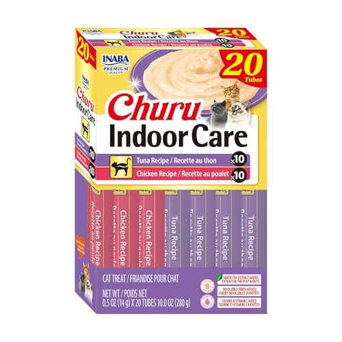 INABA Churu Indoor Care Hairball Control Lickable Cat Treats 20-Count 0.5-Oz (Tuna & Chicken Variety) Deal