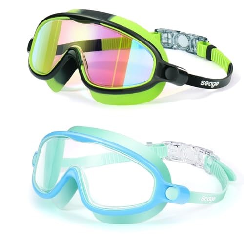 Seago Kids Swim Goggles 2-Pack (Anti-Fog, UV Protection, Wide View) Deal