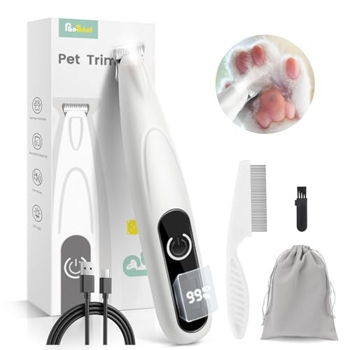 Papmini Dog & Pet Rechargeable Paw & Hair Trimmer Kit w/ LED Light