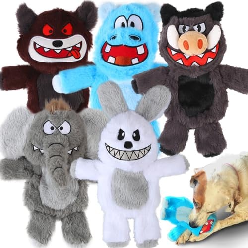 Bzonsmart Squeaky Dog Plush Chew Toys 5-Pack Deal