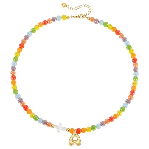 KSF Beaded Initial Gold Plated Letter Necklace Deal