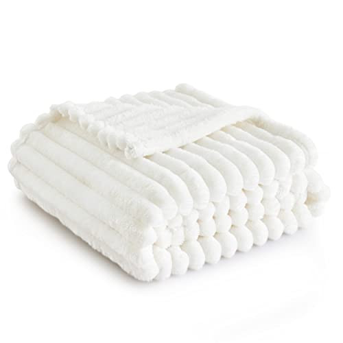 Bedsure White Fleece Throw Blanket