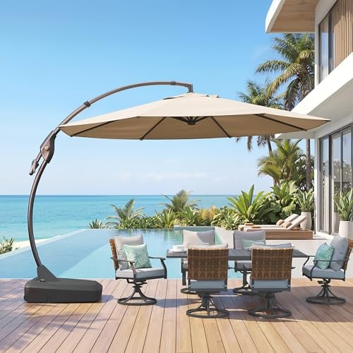 Grand patio 11FT Cantilever Round Umbrella with Base Deal