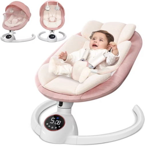 Babyeap Baby Swing for Infants with Bluetooth Control, 5-point Harness, 5 Sway Speed, 10 Lullabies (Pink) Deal
