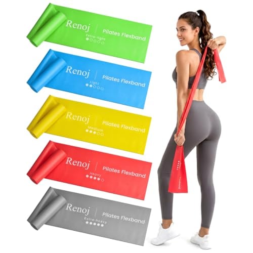 Renoj 5-Pack Latex-Free TPE Pilates Resistance Bands Set