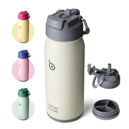 16-Oz Stainless Steel Insulated Water Bottle w/ Straw Cap and Pill Holder Deal