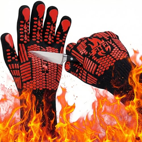 FITFIV BBQ Gloves 1472°F Heat Resistant with Silicone Grip Deal
