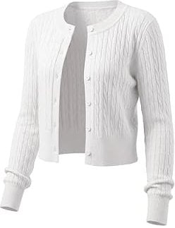 Women's Lightweight, Micro-Cable Cropped Cardigan Deal