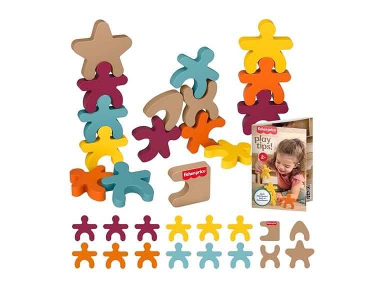 16-Piece Fisher-Price Wood Montessori Stacking Shapes Toy