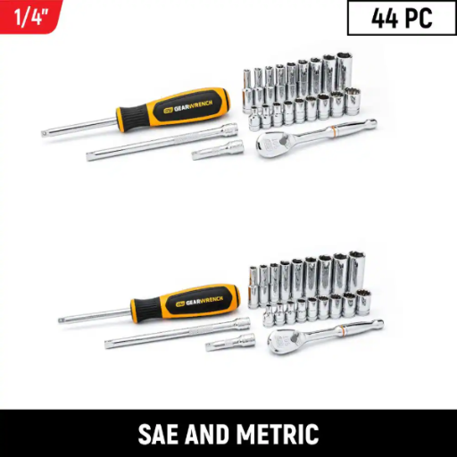 GEARWRENCH 44-Piece SAE/Metric 1/4 in. Drive 6 and 12-Point Standard and Deep Mechanics Tool Set Deal