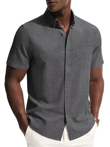 PJ PAUL JONES Men's Linen Cotton Short Sleeve Button Down Shirt Deal