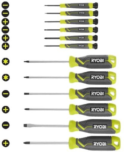 RYOBI 12-Piece Screwdriver Set w/ Cushion Grip Handles Deal