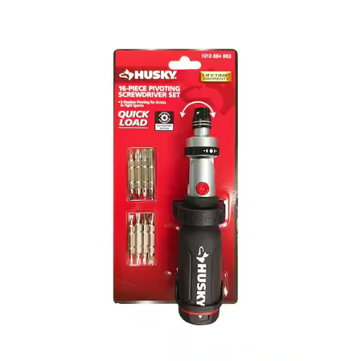 Husky Ratcheting Pivot Head Screwdriver (16-Piece)