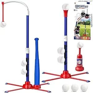 3-in-1 Baseball Set for Kids with Automatic Pitching, Automatic Ball Launcher and 6 Softballs