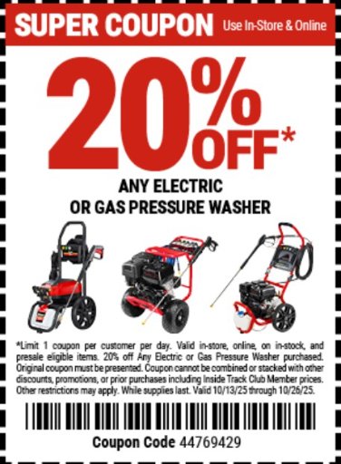 Electric/Gas Pressure Washer Sale