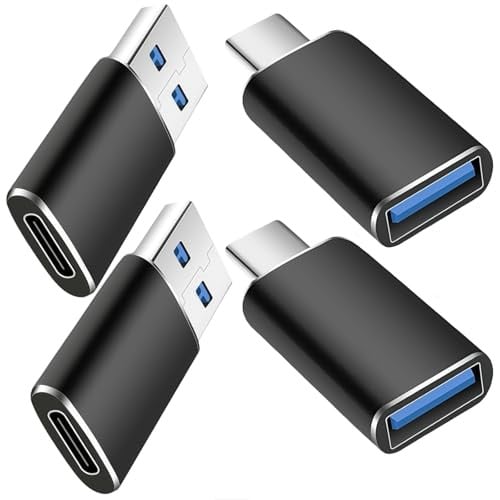 USB A to USB C OTG Adapter 4-Pack