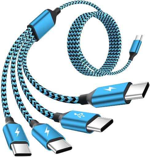 Braided USB-C Phone Charger Cable with 4 Type-C Connectors