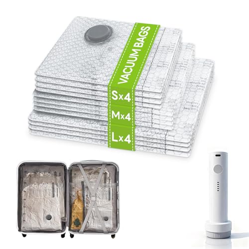 Vacuum Bags for Travel with Rechargeable USB Electric Pump 12-Pack Deal