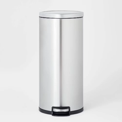 30L Brightroom Round Step Stainless Steel Trash Can