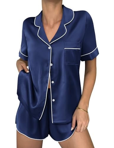 Ekouaer Womens Satin Silk Pajamas Set