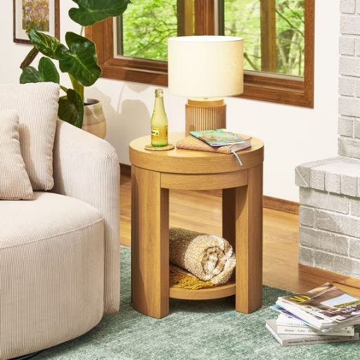 Beautiful Drew Side Table, Warm Honey/Rich Black
