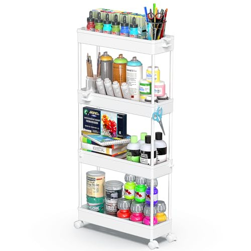 Spacekeeper Slim Rolling Storage Cart 4-Tier