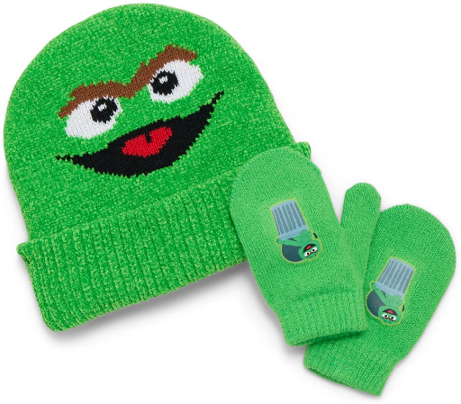 2-Piece Sesame Street Toddler Knit Beanie Hat & Gloves Set