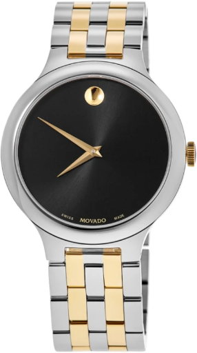 Movado Veturi Black Dial Two-Tone Yellow Gold PVD Stainless Steel Men's Watch Deal