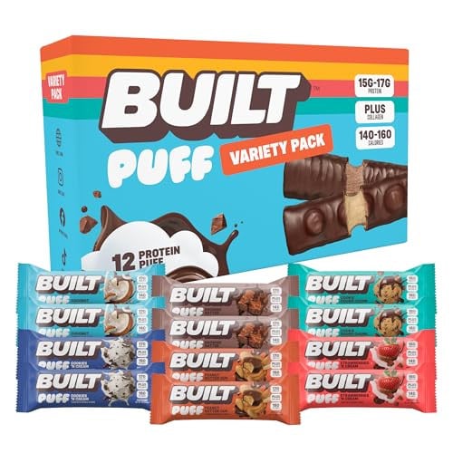 BUILT Bar Puff Protein Bars - Variety Pack - 12 Count Deal