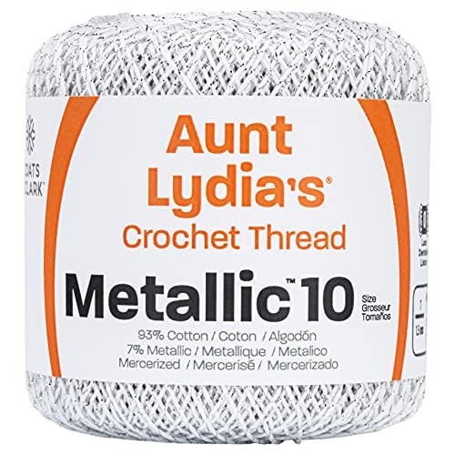 Red Heart Metallic Crochet Thread Size 10 (White/Silver) Deal