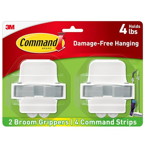 Command Broom and Mop Grippers, 2 Hangers and 4 Command Strips