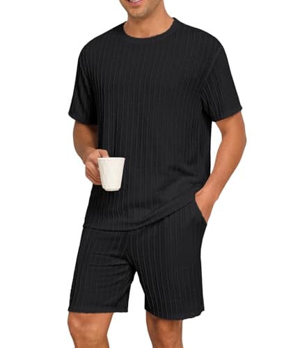 PrinStory Men's Short Sleeve Pajama Set w/ Pockets (2-Piece) Deal