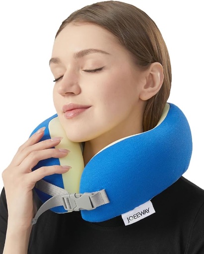 Joeeway Memory Foam Travel Pillow with Adjustable Strap