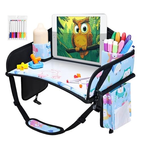 WENRENER Kids' Travel Tray 17" x 13.5" w/ Drawing Kit & Storage Pockets