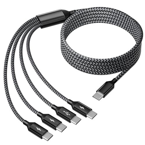 4-in-1 5' Braided USB-C Splitter Multi Charging Cable