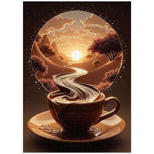 1000-Piece PPuzzling Fantasy River Sunset Coffee Jigsaw Puzzle