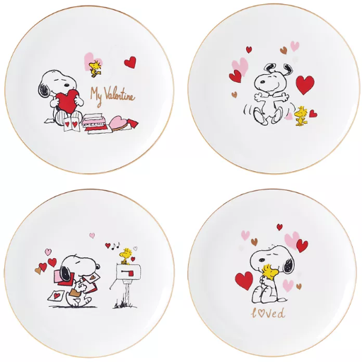 Lenox Snoopy Valentine's Day Assorted Accent Plates, Set of 4