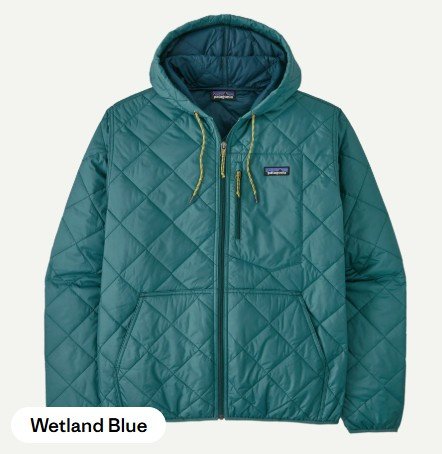 Patagonia Men's Diamond Quilted Insulated Hooded Bomber Jacket