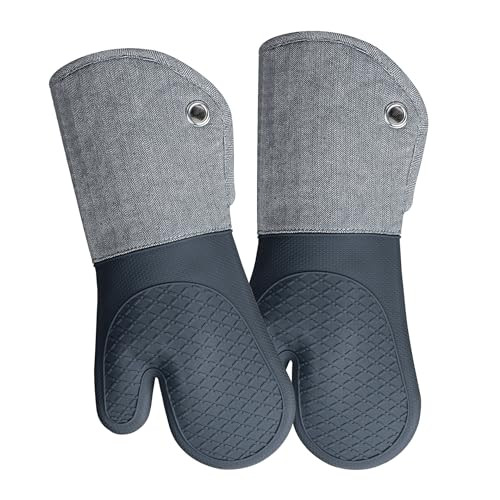 LMLDETA 7.5''x15'' Heat Resistant Silicone Oven Mitts Gray